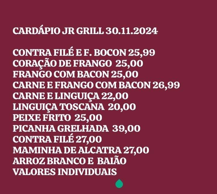 Jr Grill Churrascaria cidade jardim cardápio