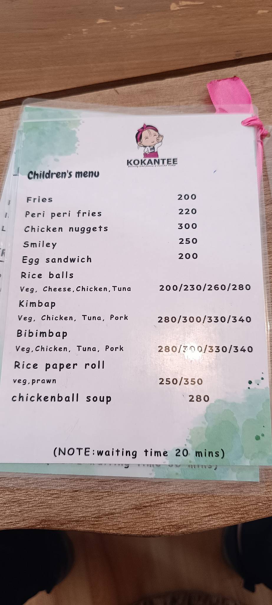 KOKANTEE menu