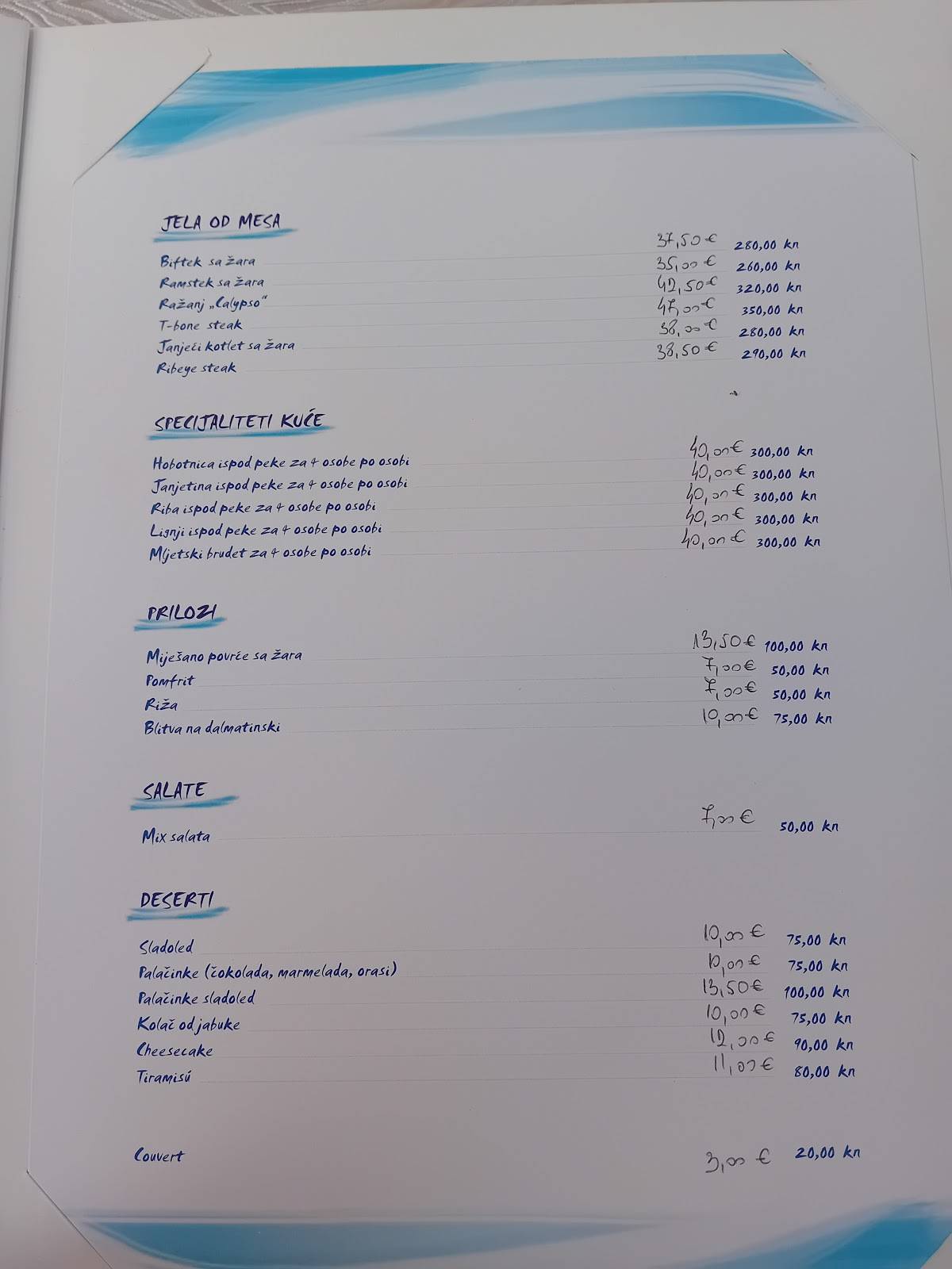 Menu di KONOBA CALYPSO 