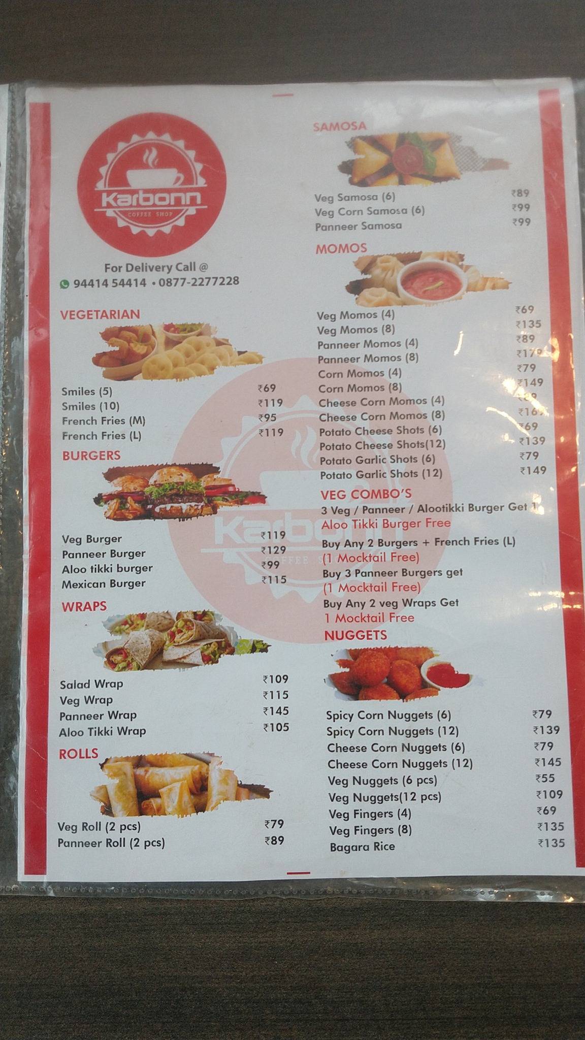 Karbonn Cafe menu