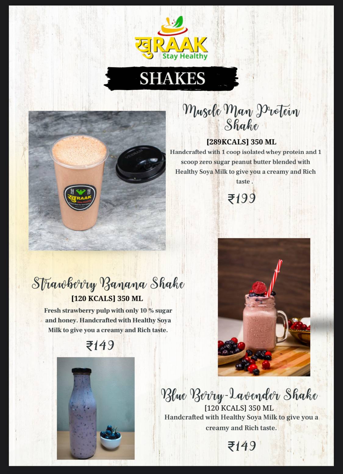 Khuraak Stay Healthy menu