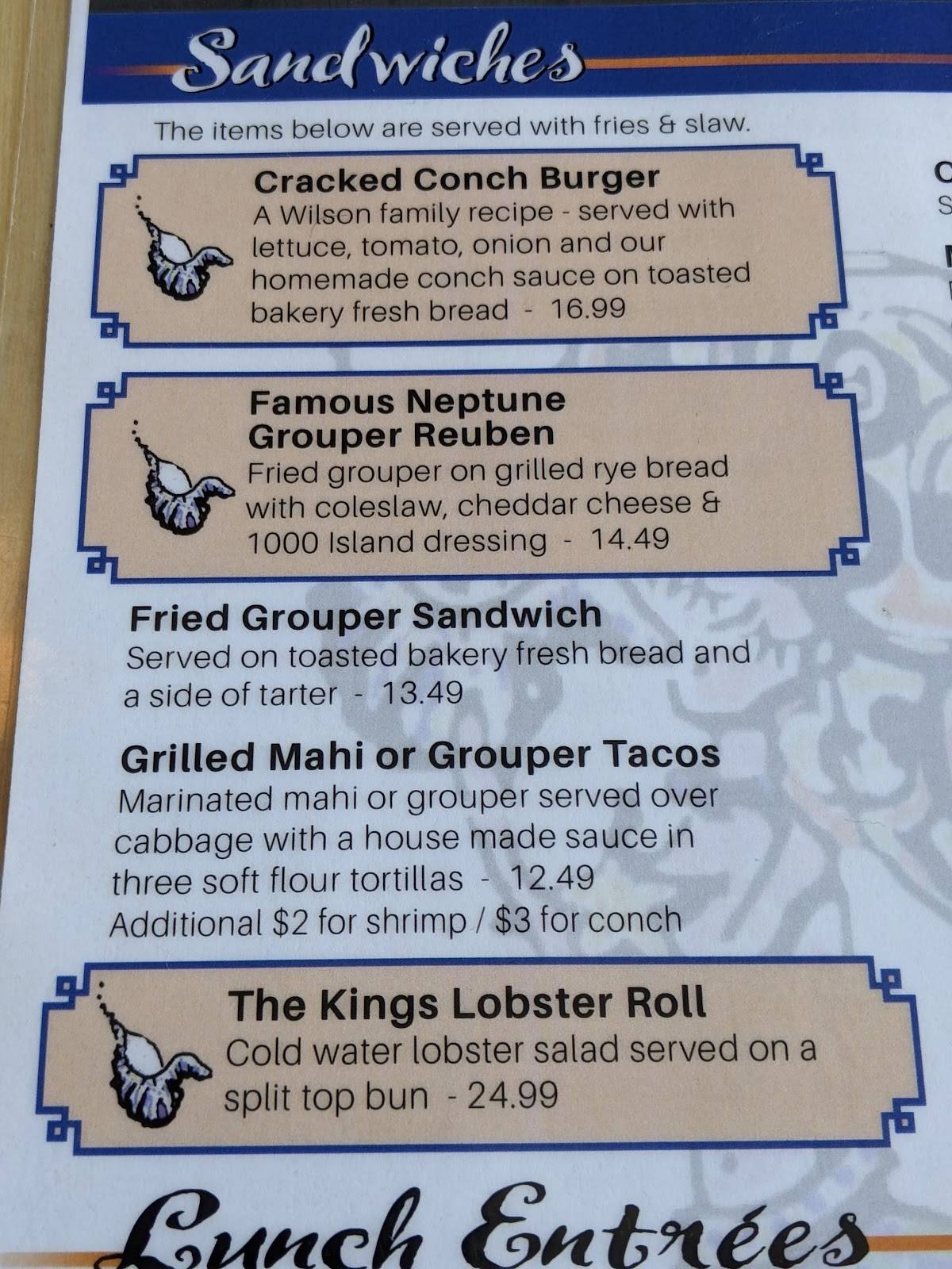 Menu at King Neptune Restaurant, Stuart