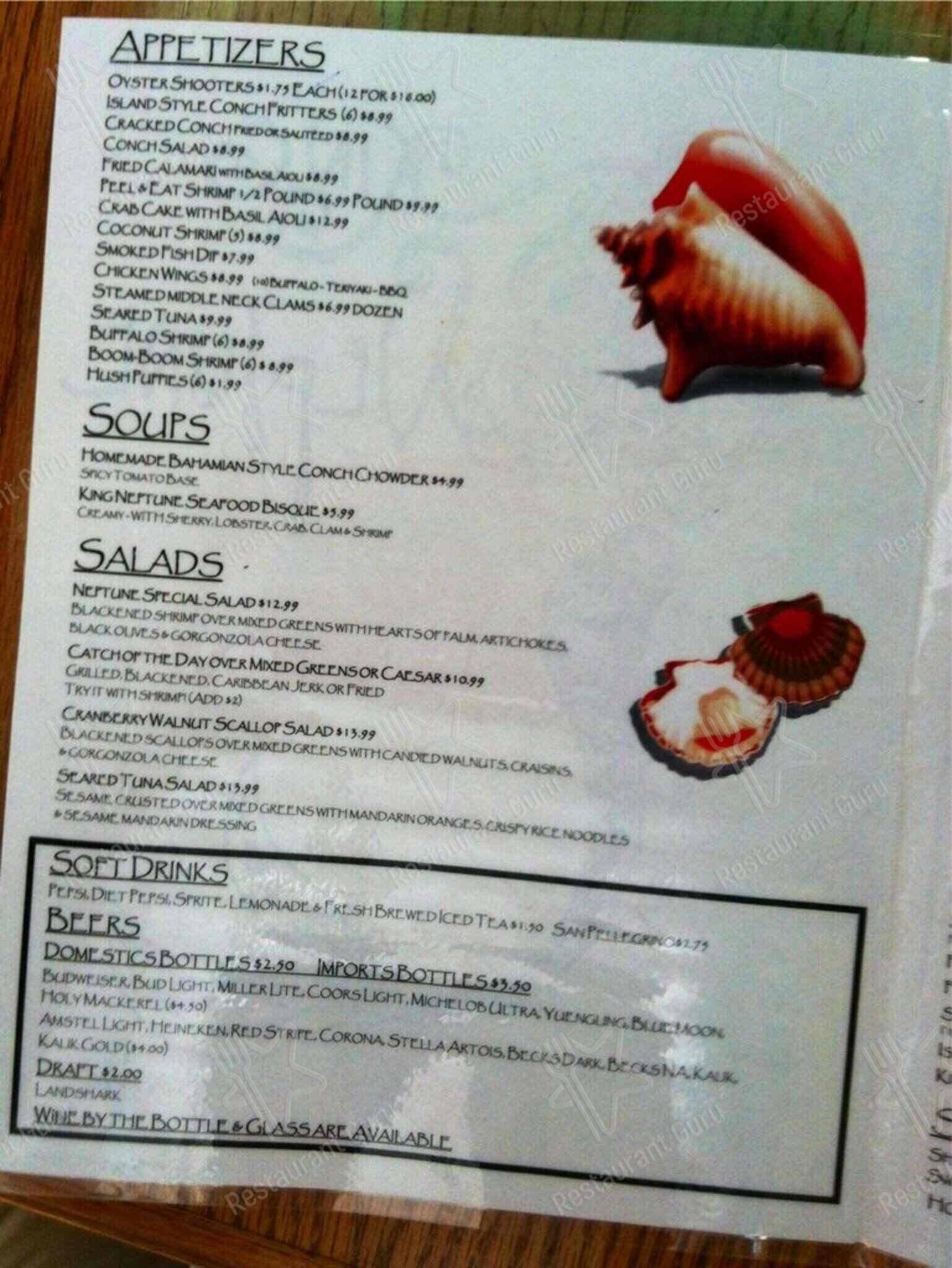 Menu at King Neptune Restaurant, Stuart