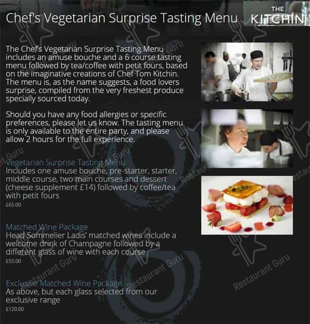 Menu at The Kitchin restaurant, Edinburgh
