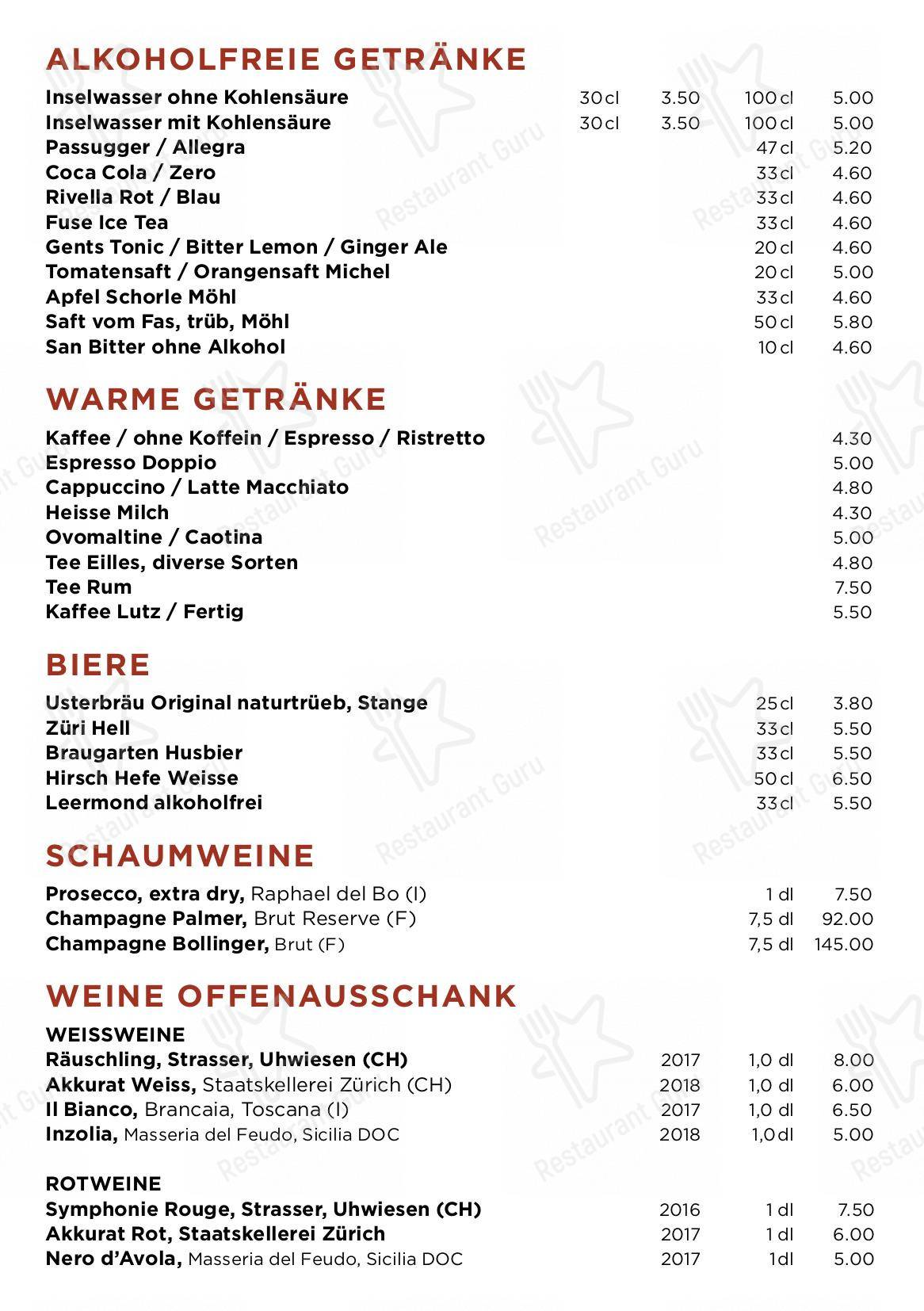 Menu di Restaurant Klostergarten - Takeaway Menu