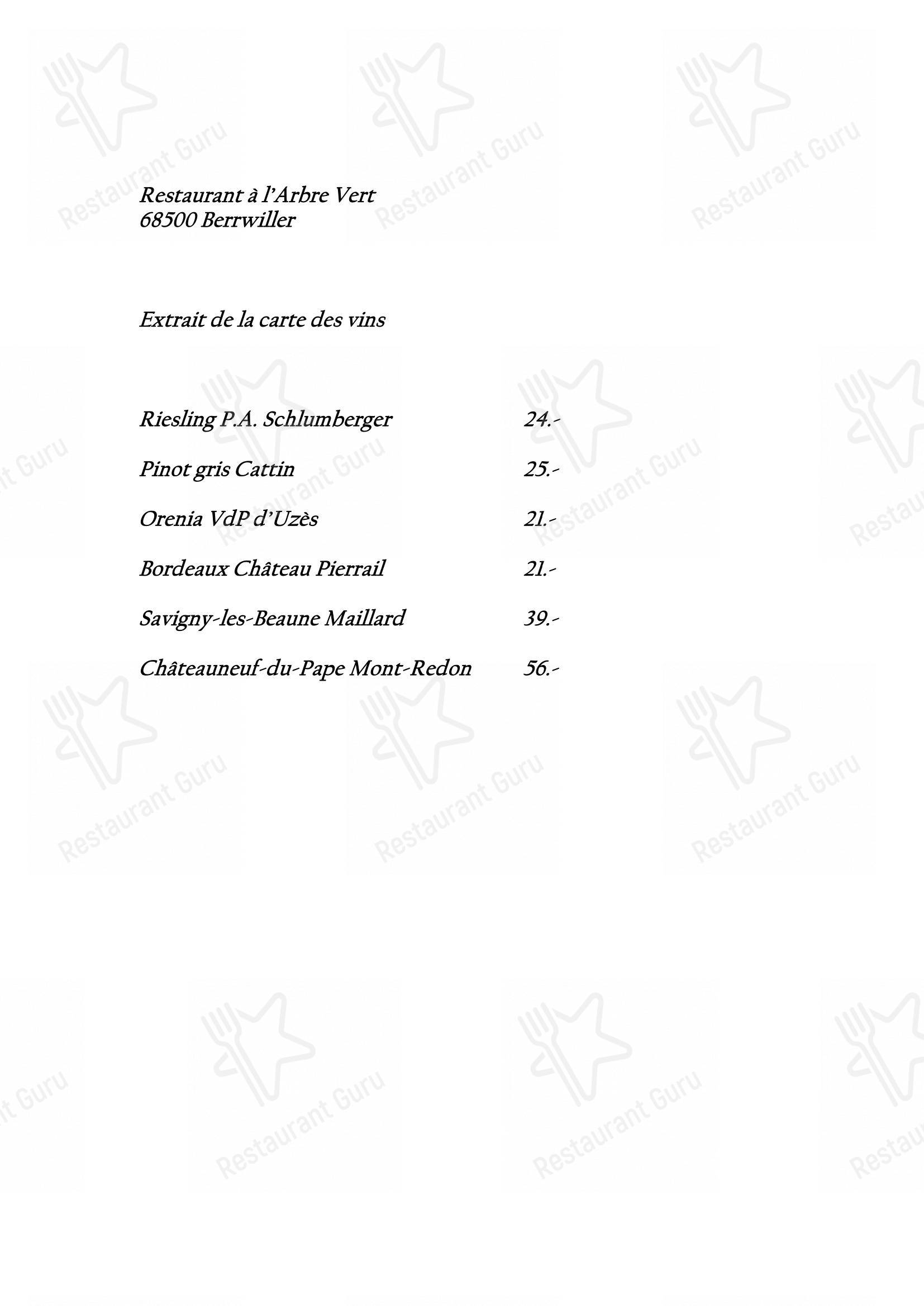 Menu pour Restaurant Koenig restaurant