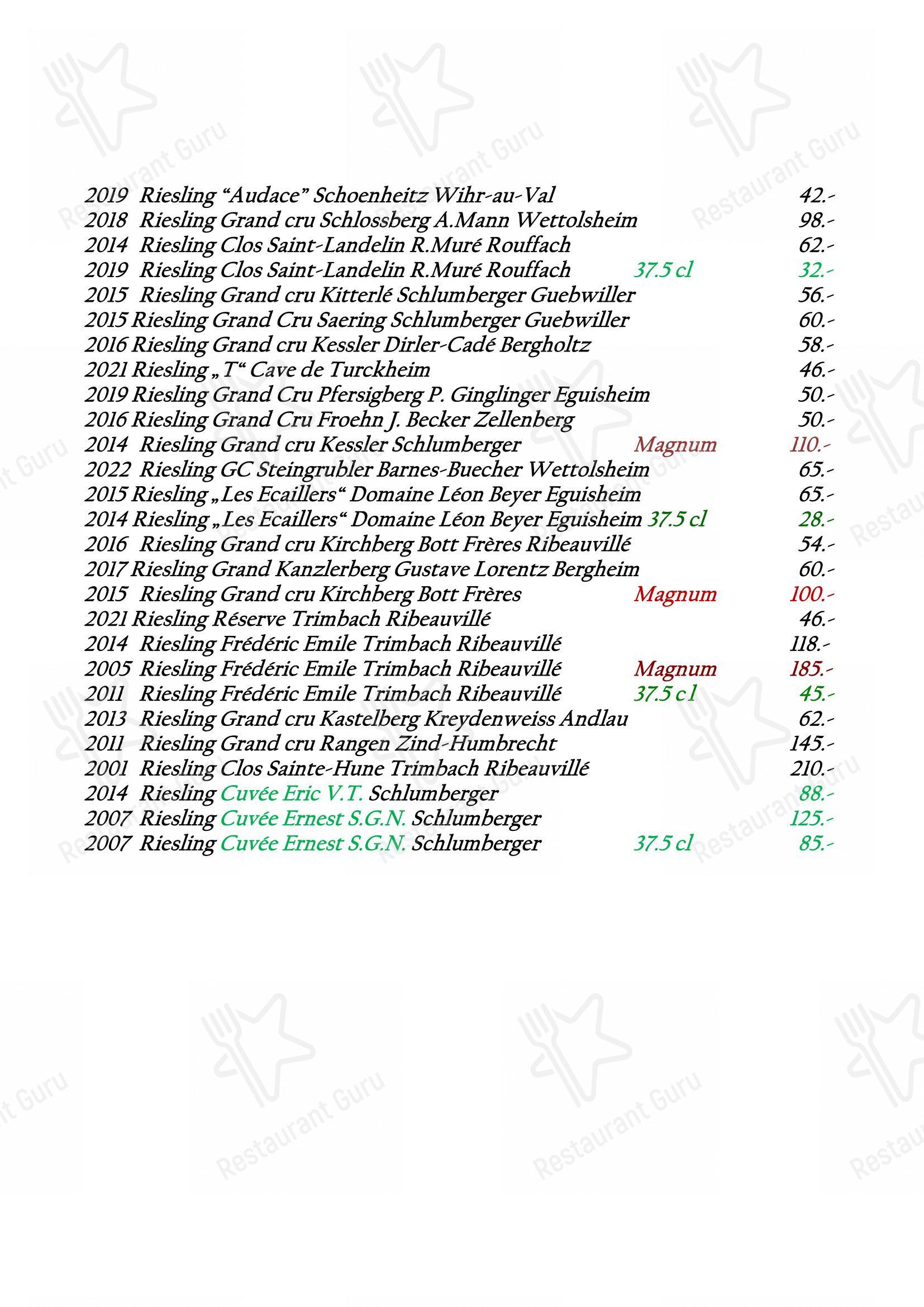 Restaurant Koenig dans Berrwiller - Menu