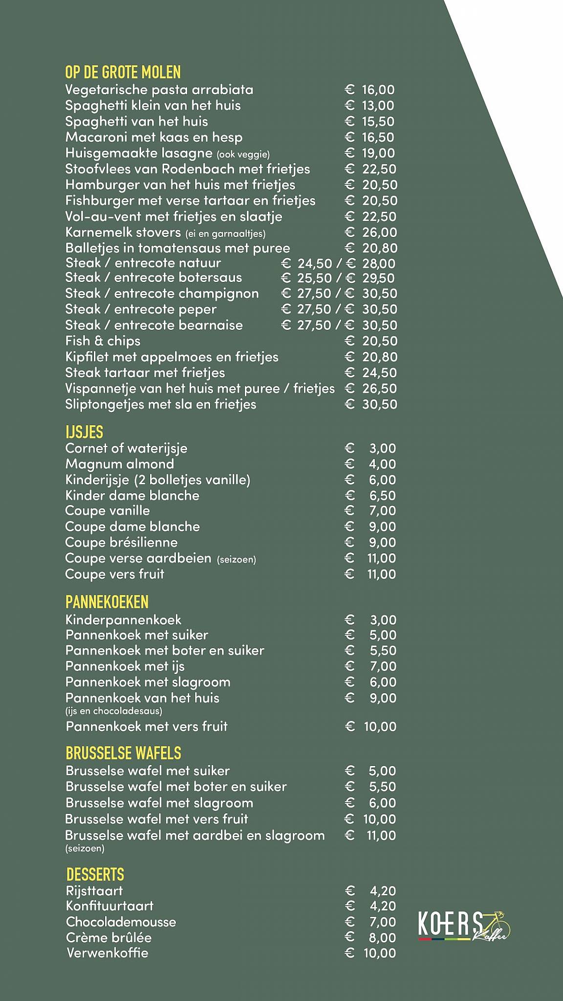 Menu de Koerskaffee