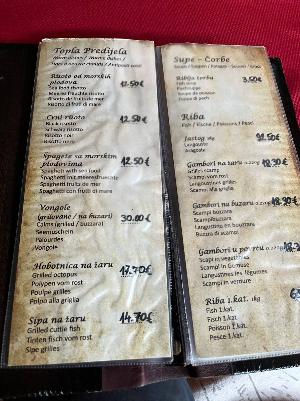 Menu de Restaurant Konoba Demizana