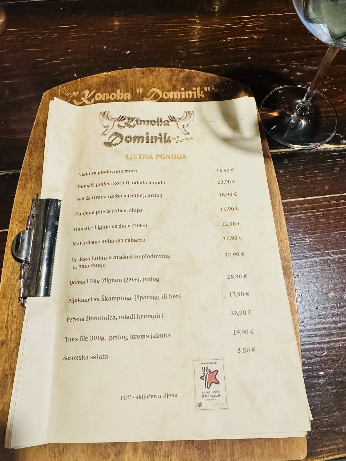 Menu di Konoba Dominik 