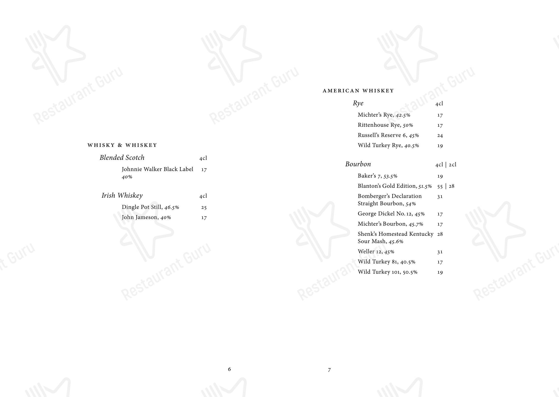 Menu di Restaurant Kronenhalle - Menu