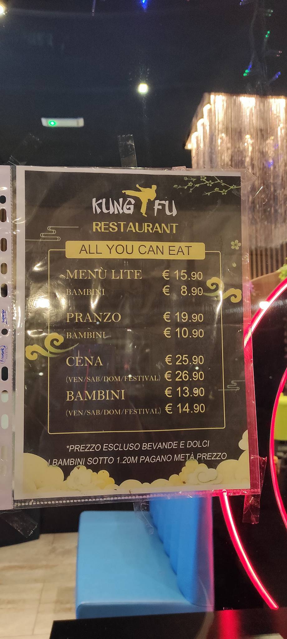 Menu di Kung Fu Resturant 