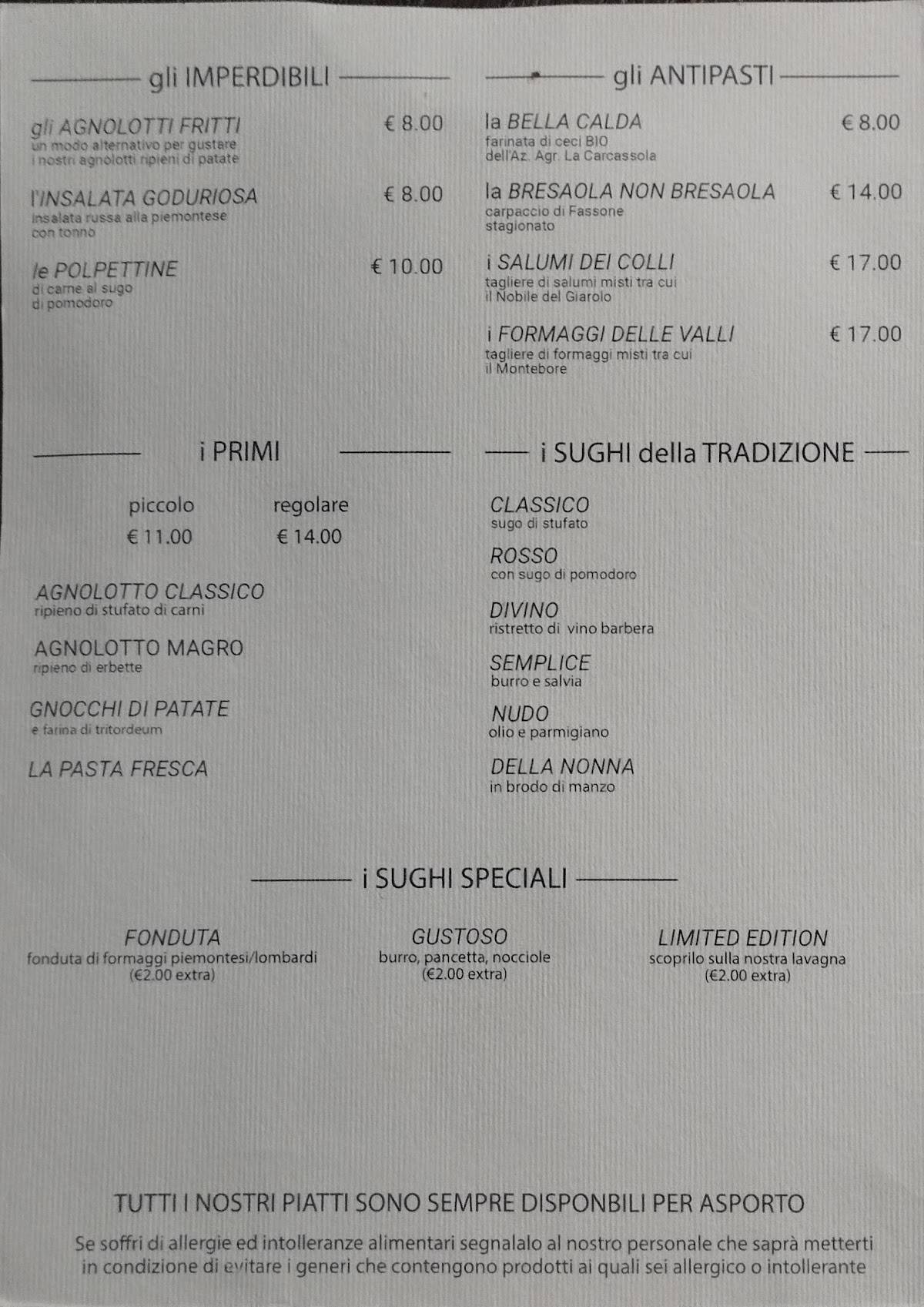 Menu di L'Anlot e oltre... 