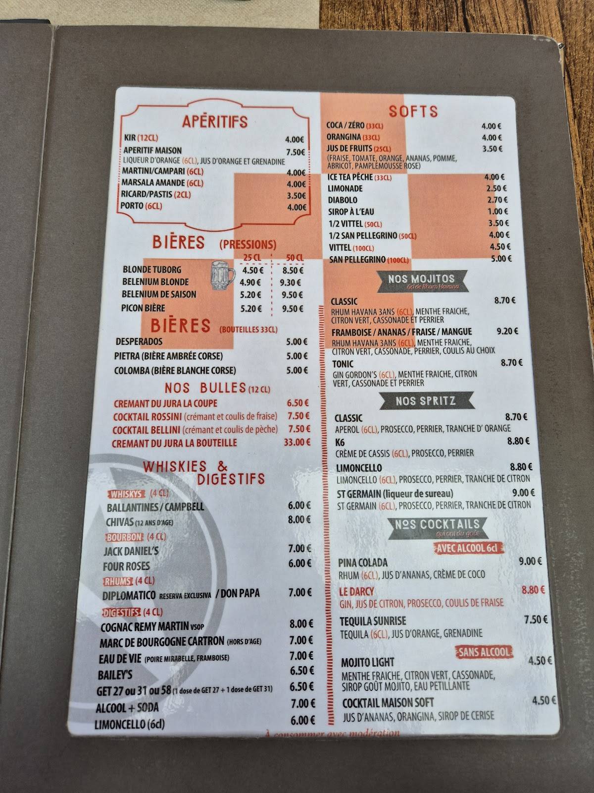 Menu de L'Aqueduc