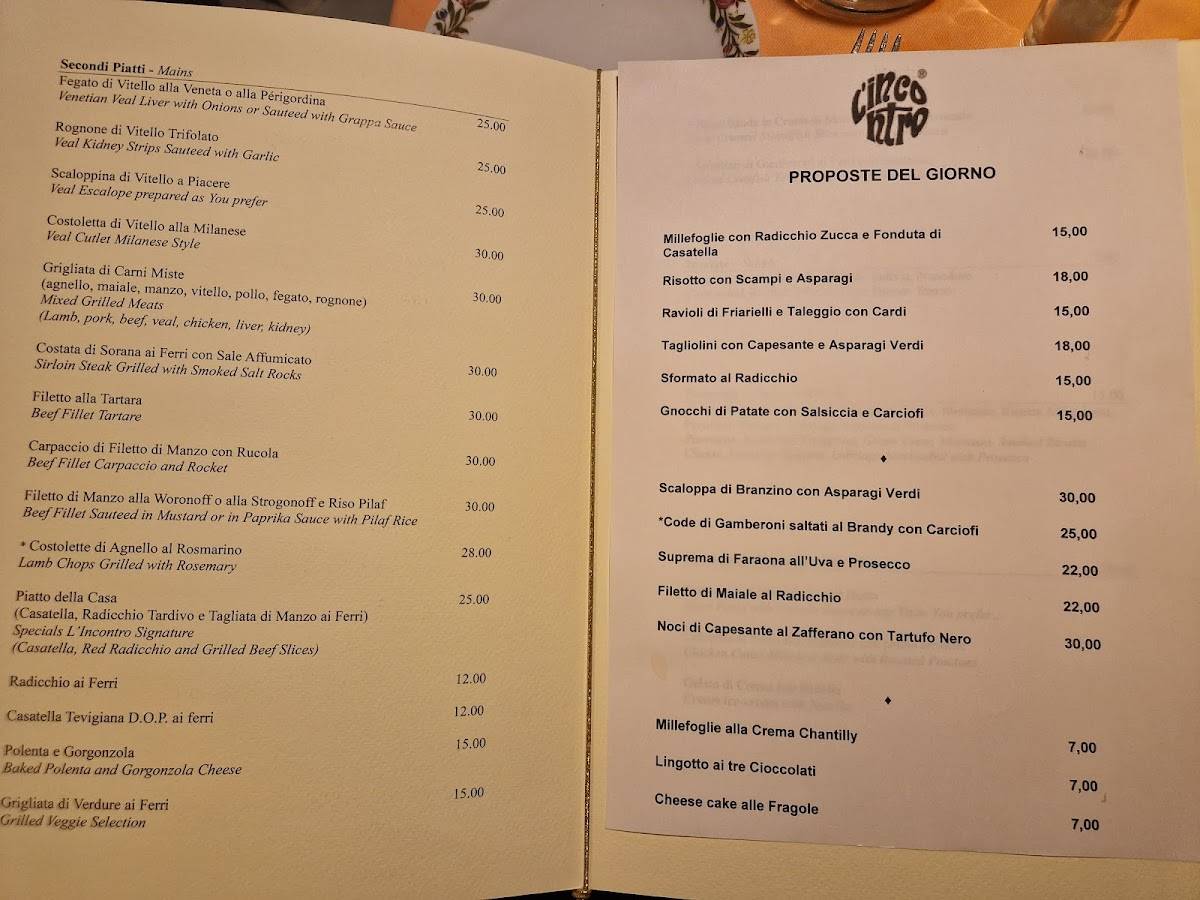 Menu di L'Incontro Ristorante 