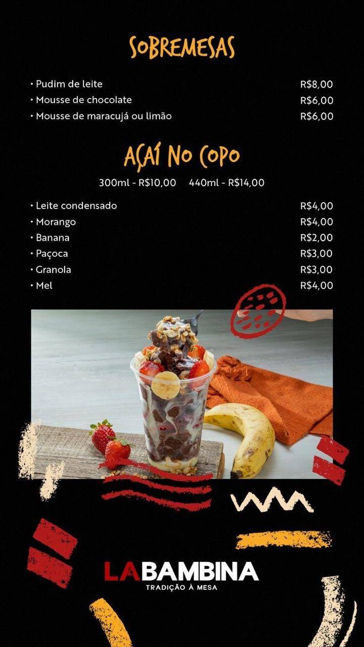 La Bambina cardápio
