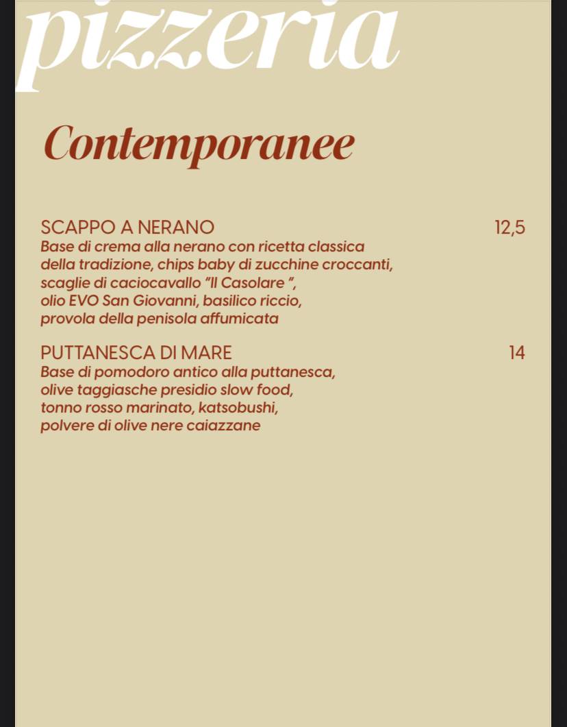 Menu di La Bolla 