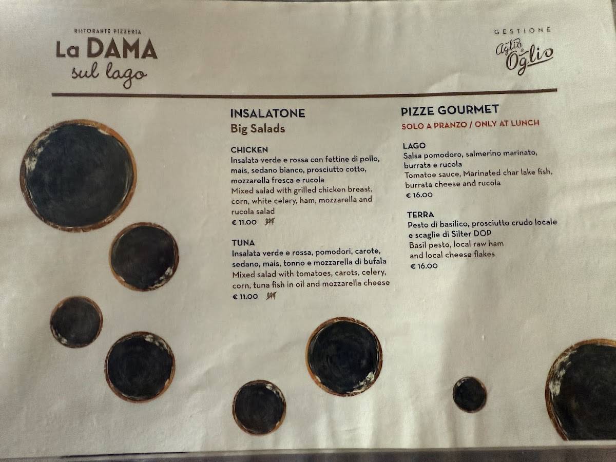 Menu di La DAMA sul lago Ristorante Pizzeria 
