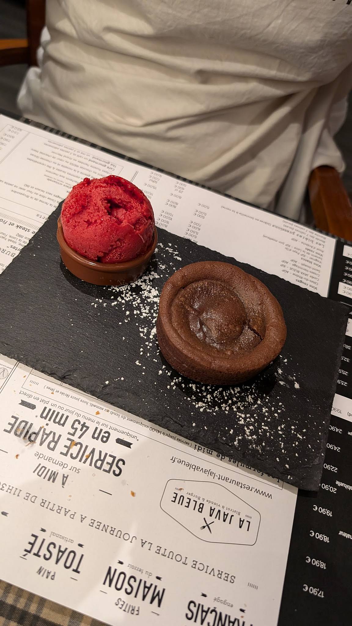 Menu de Restaurant La Java Bleue