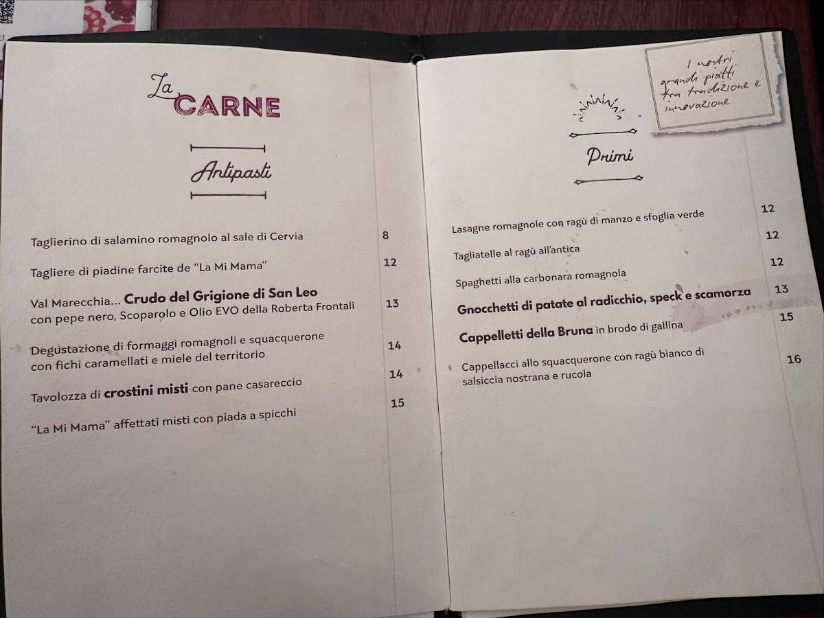 Menu di La Mi Mama 