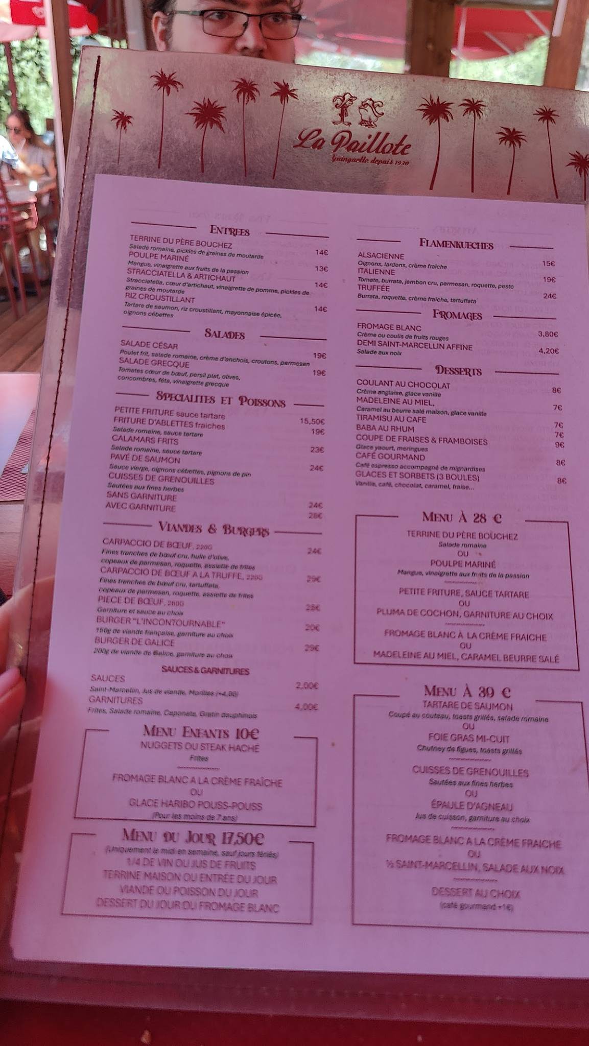 Menu de La Paillote