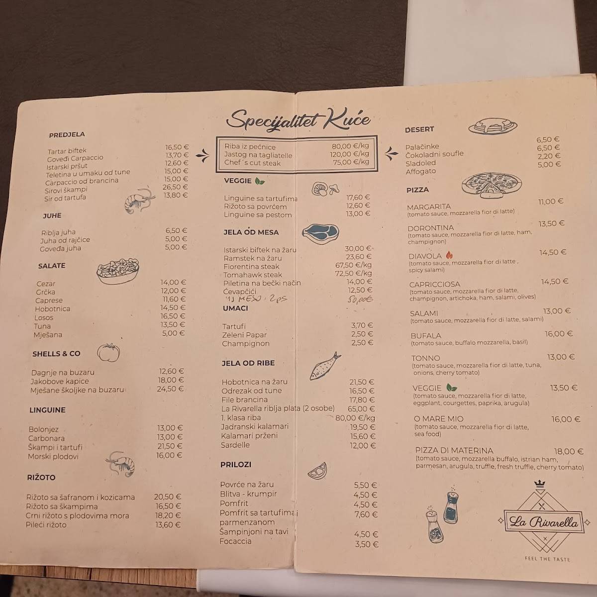 Menu di La Rivarella 