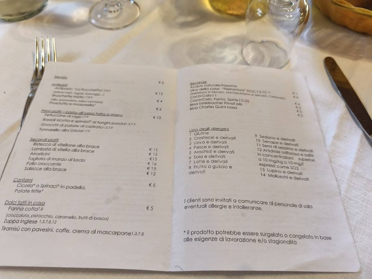Menu de Ristorante La Rocchetta