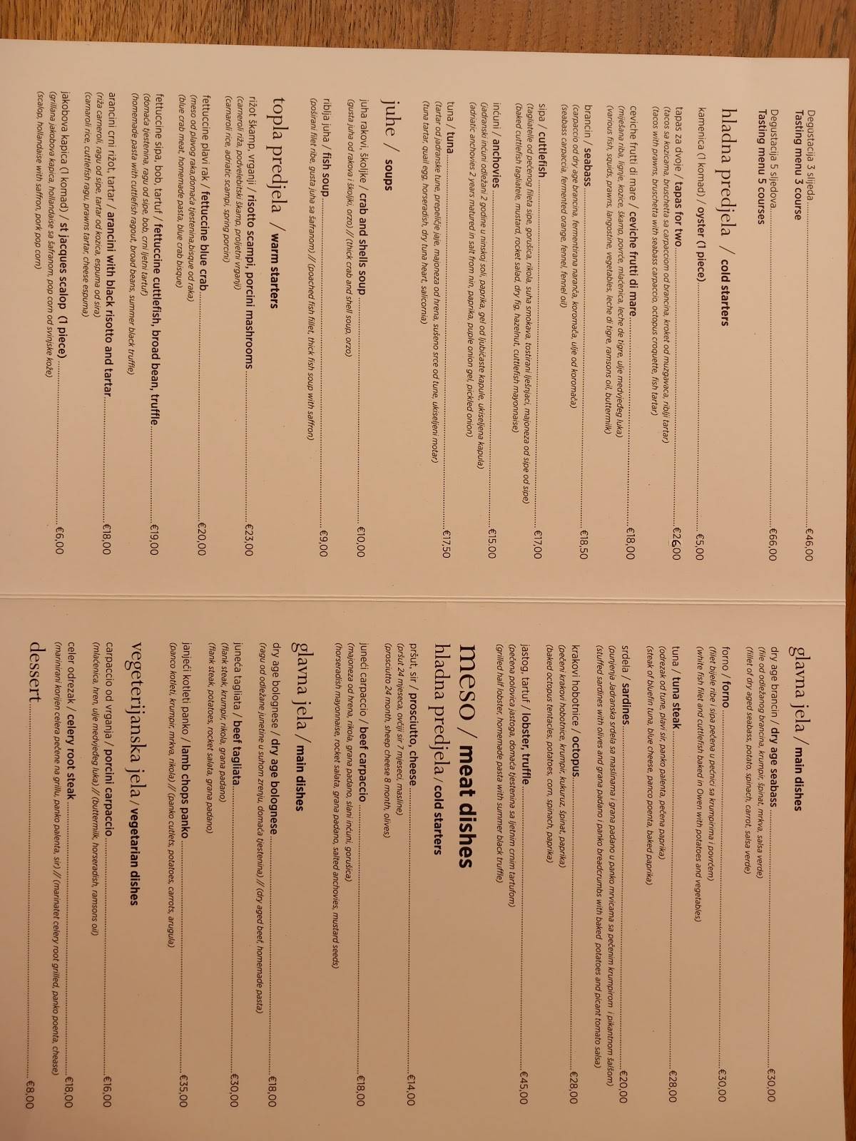 Menu di Restaurant Labrax - Fish & Wine bar 