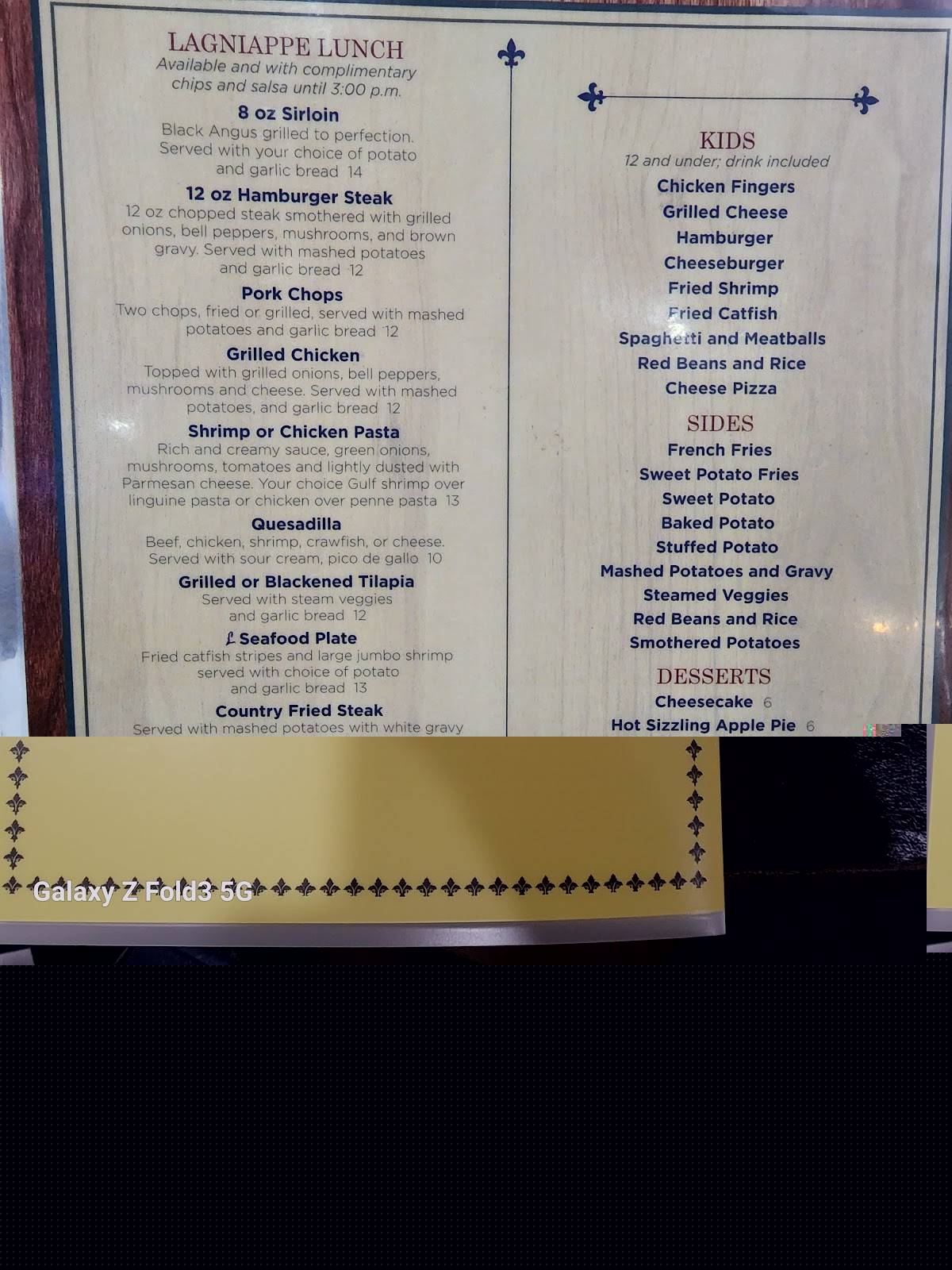 Menu at Lagniappe restaurant, Baker, Plank Rd