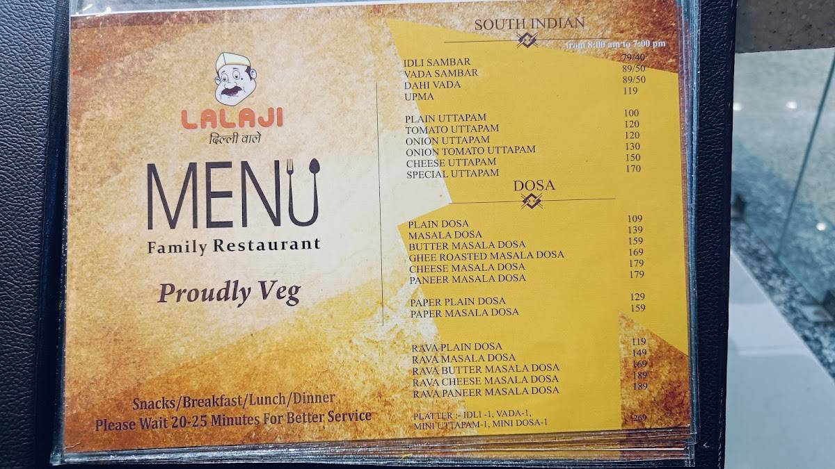 Lalaji dilliwale restro & cafe menu