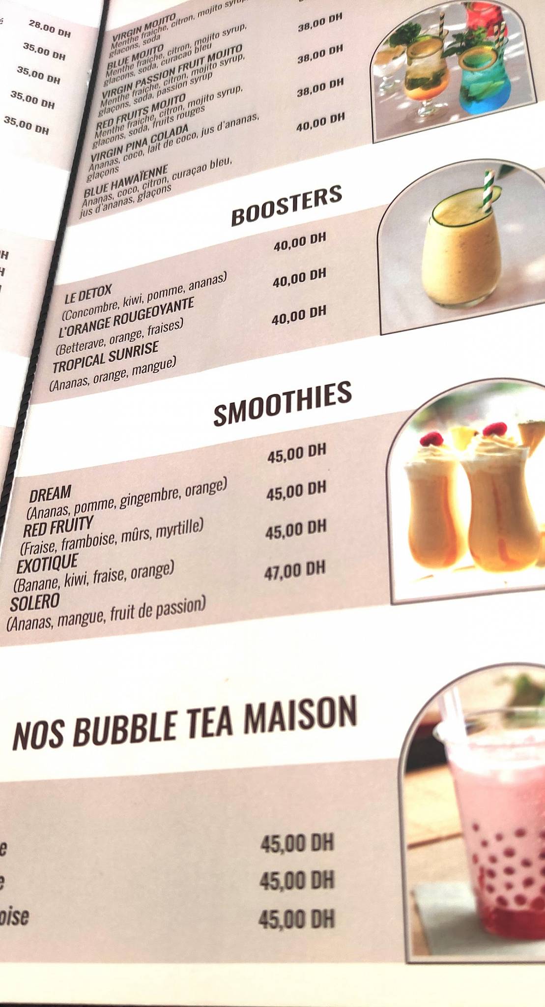 Menu de Lamjarred Boutique