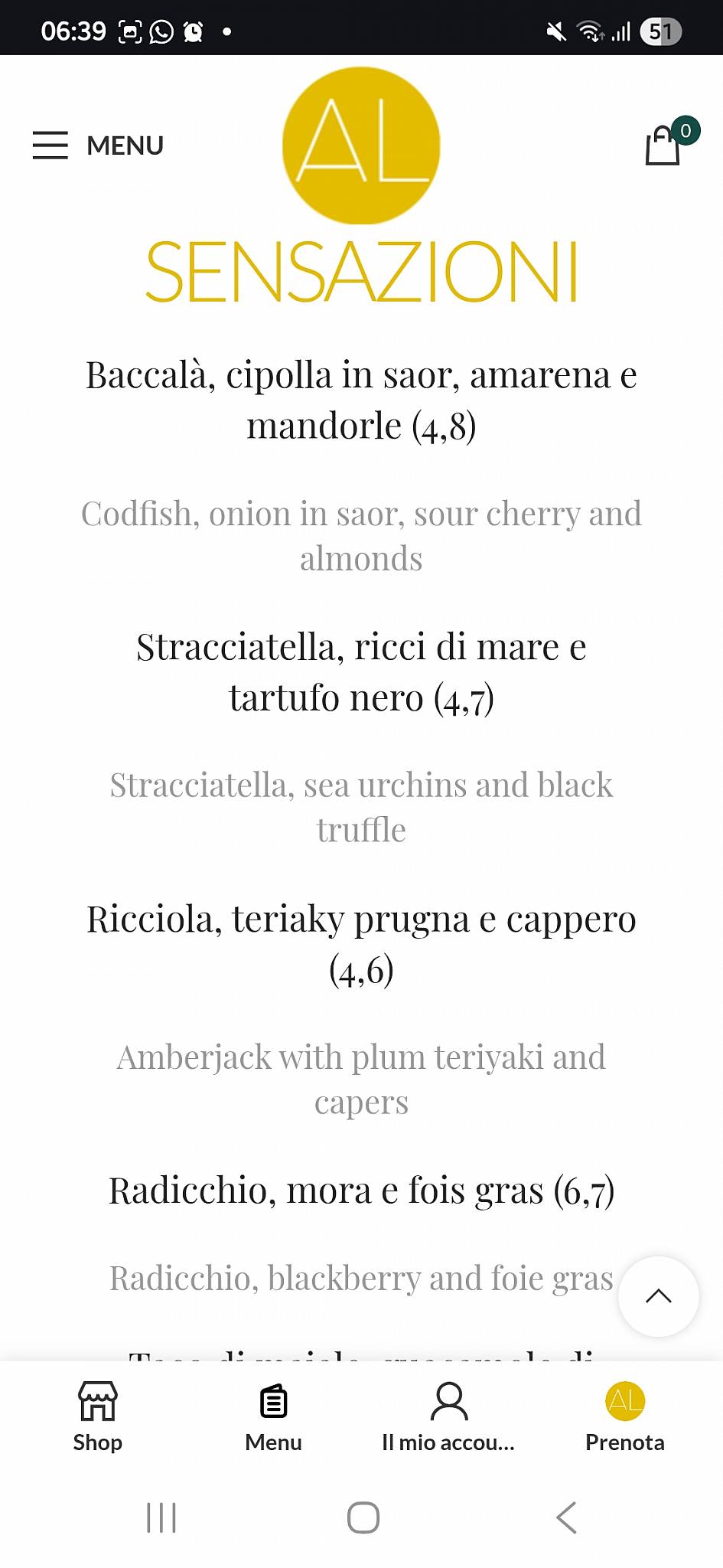 Menu di Larossa 