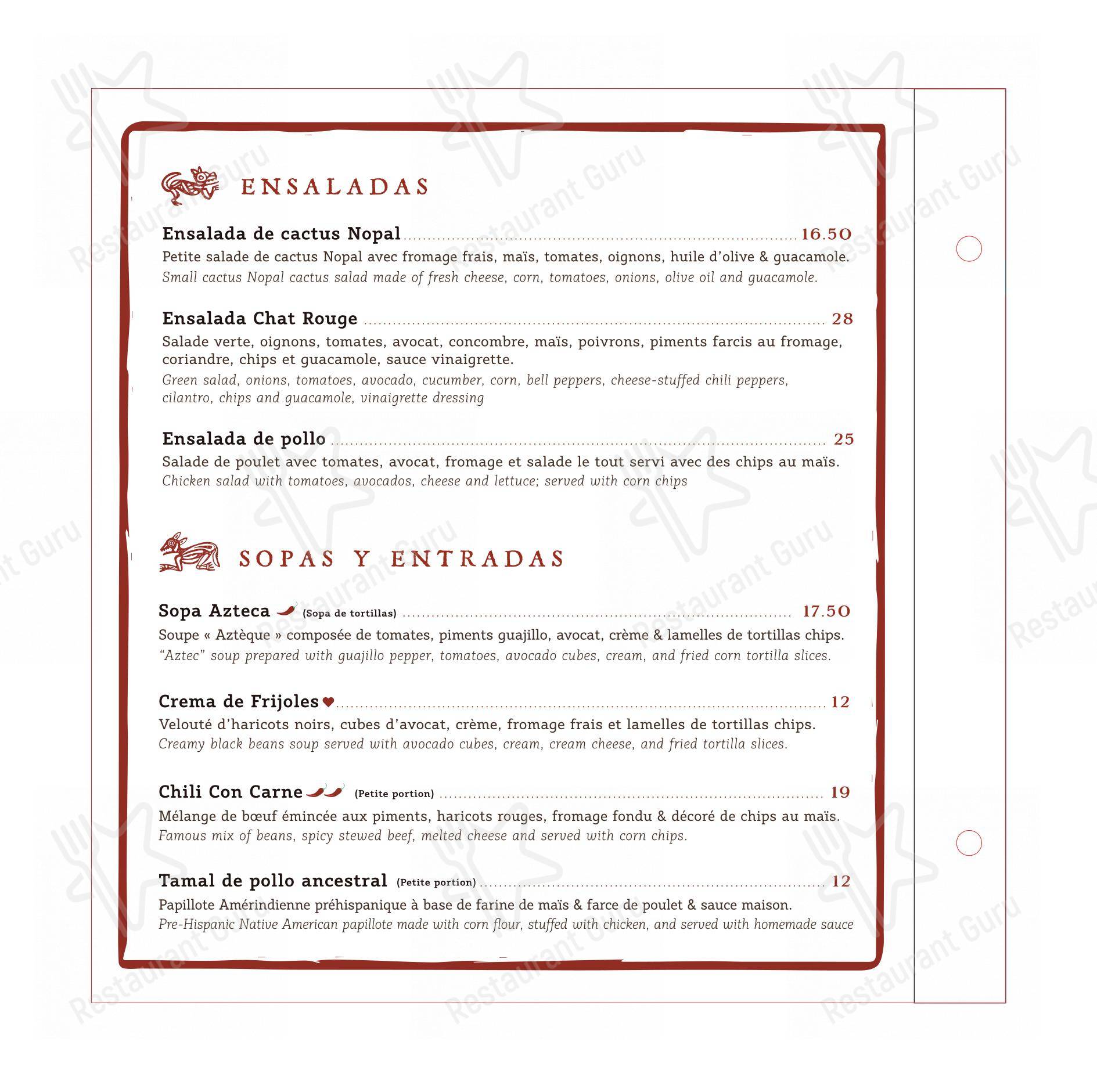 Restaurant Le Chat Rouge in Ginevra - Menu bar