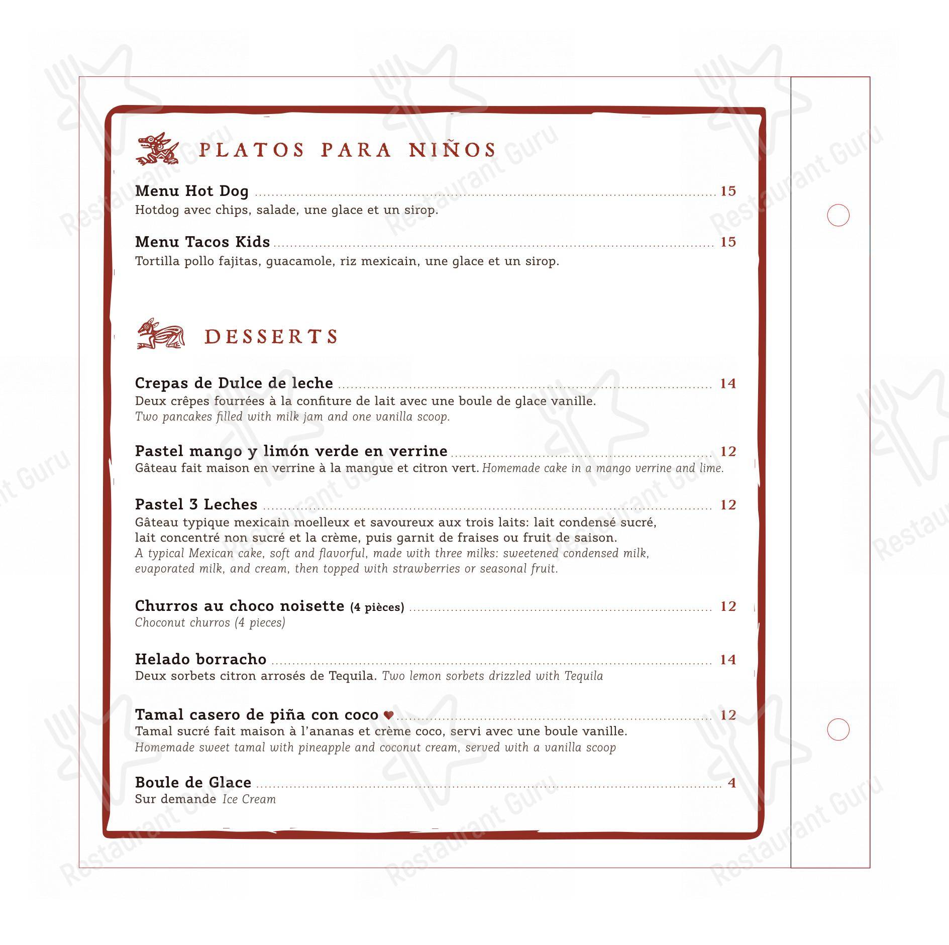 Menu bar per Restaurant Le Chat Rouge in Ginevra