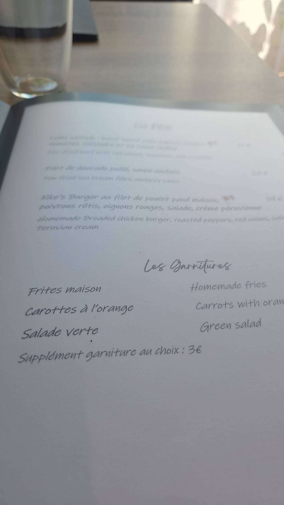 Menu de Le Flow