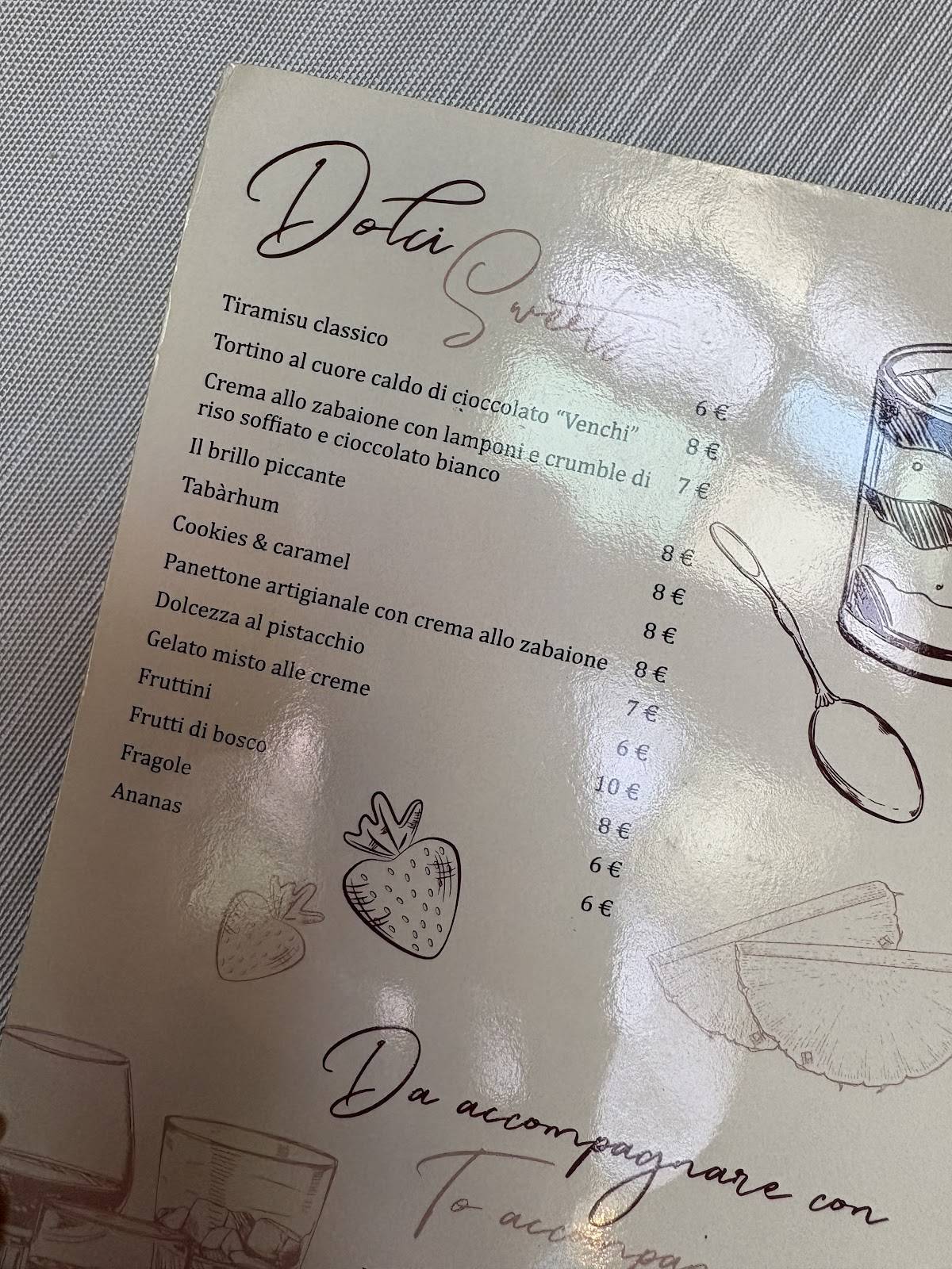 Menu di Le Grotte 