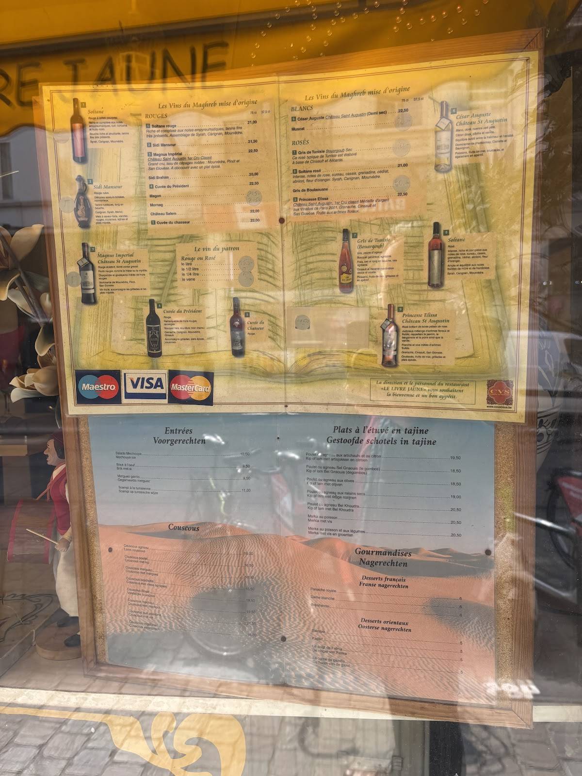 Menu de Restaurant Le Livre Jaune Chez Rachid