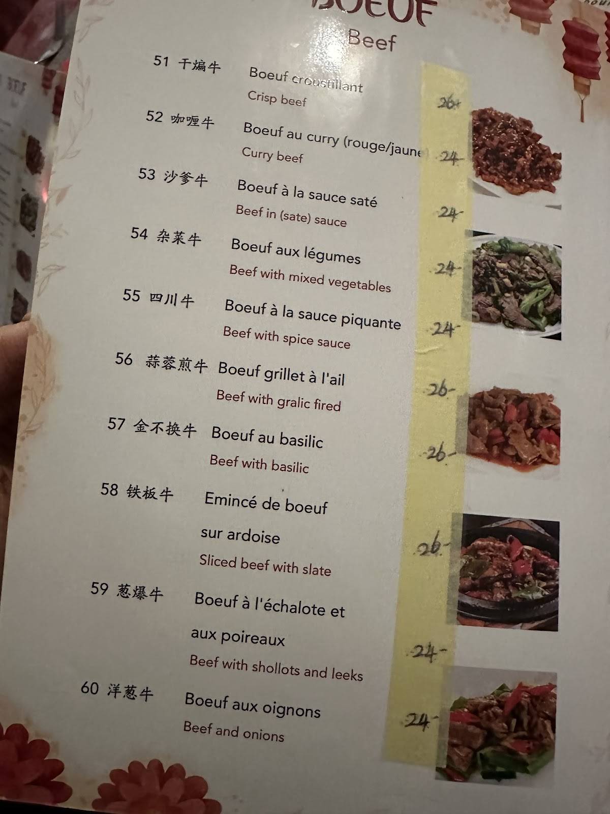 Menu di Restaurant Le Lotus 