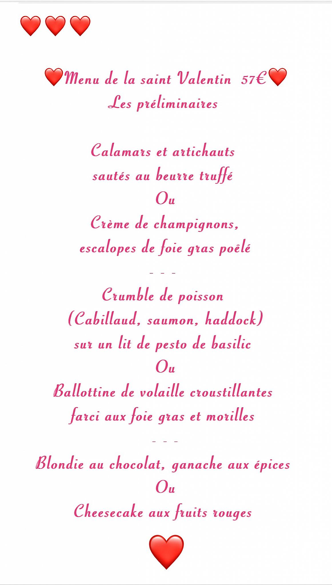 Menu de Le Patio