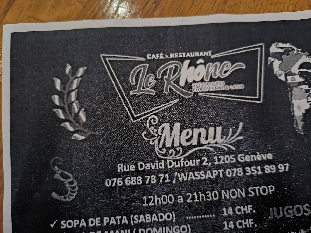 Menu di Restaurant Le Rhône 