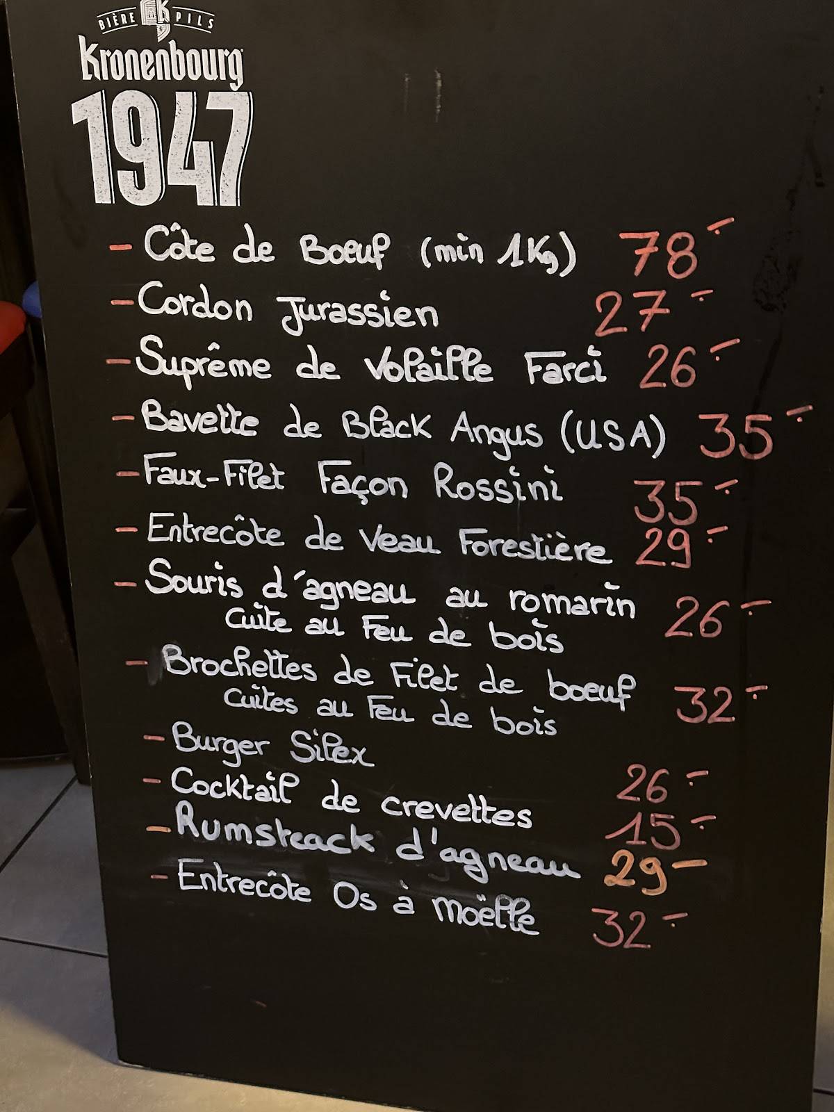 Menu de Restaurant Le Silex