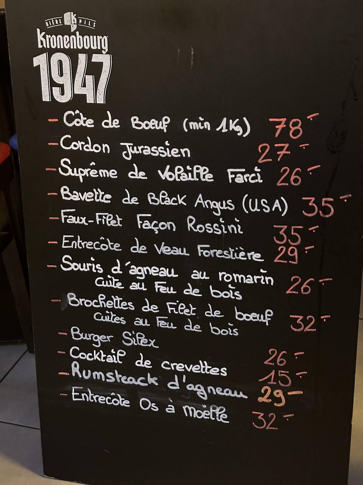 Menu de Restaurant Le Silex