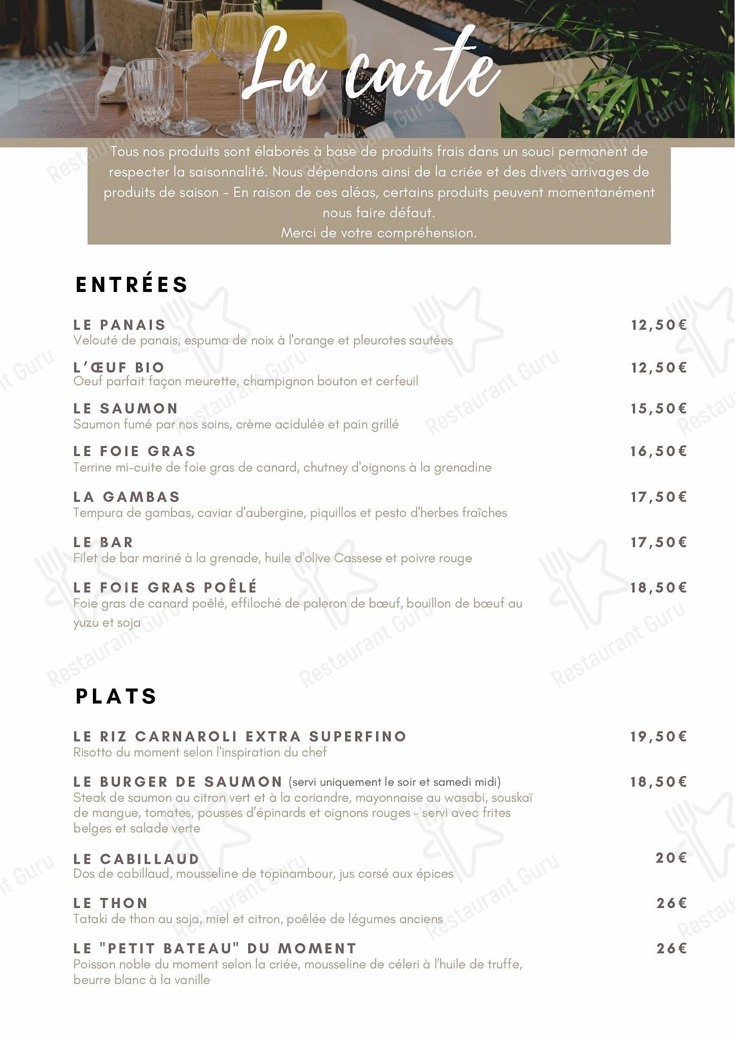Vegan Menu pour Restaurant Les Halles Saint-Grégoire restaurant