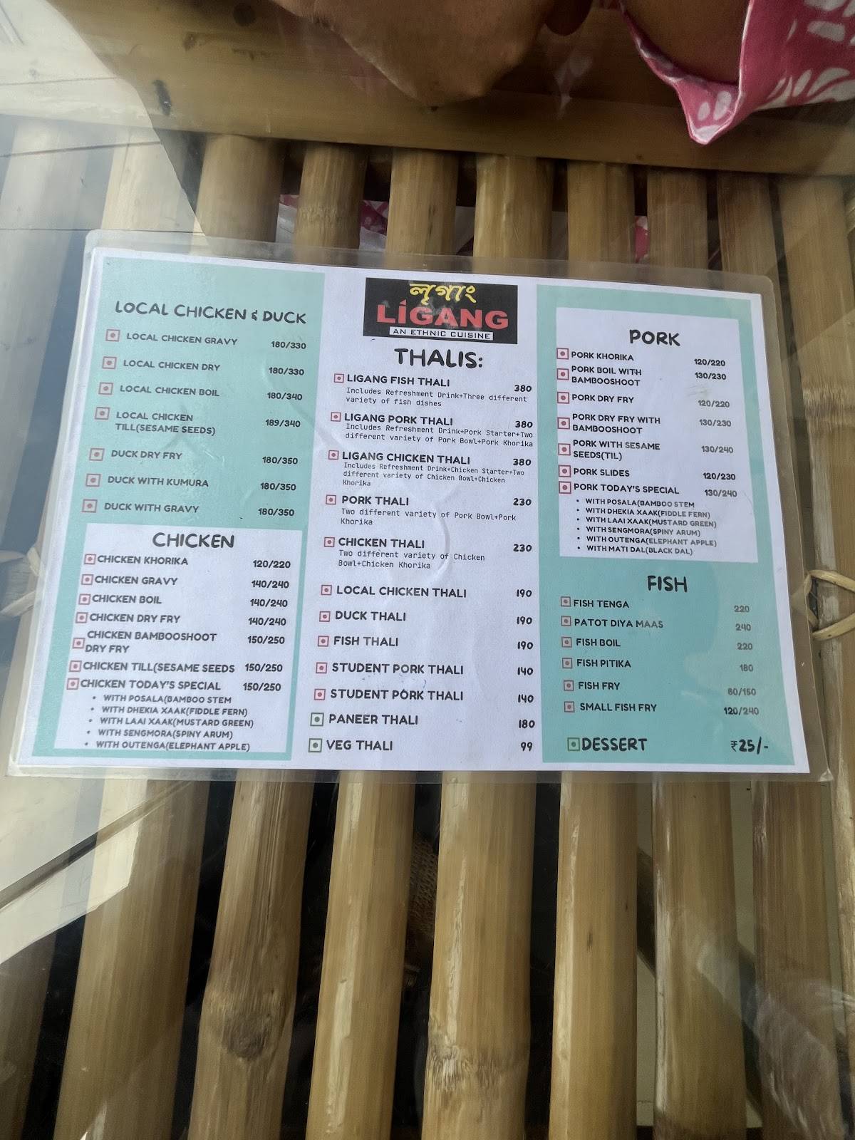 Ligang - An Ethnic Cuisine menu