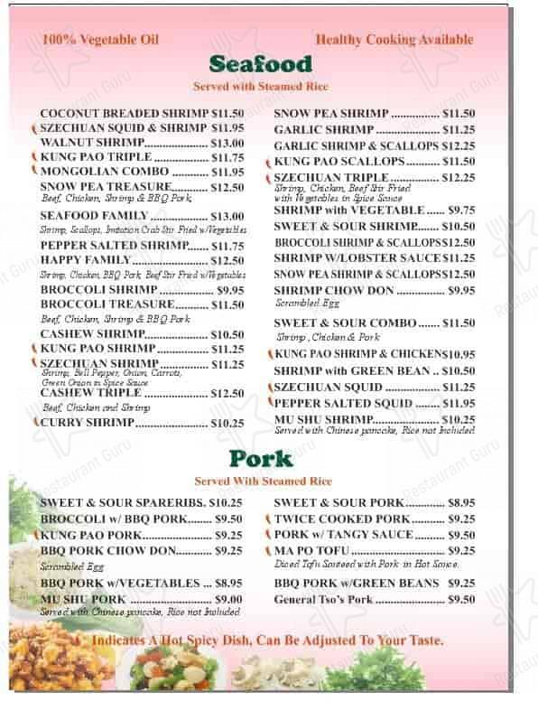 Menu at Lin's Restaurant, Tillamook