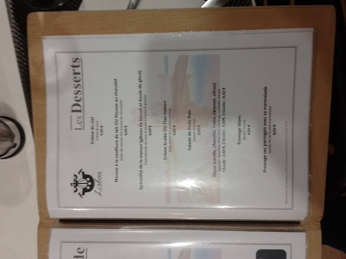 Menu de Restaurant Lisboa