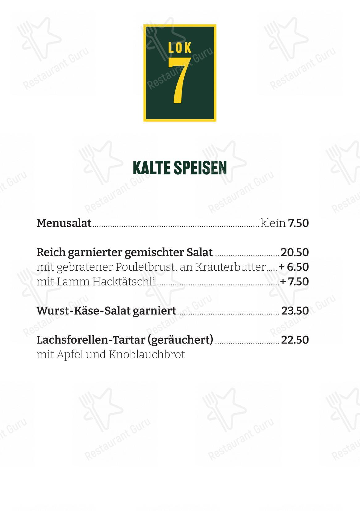 Menu bar per Restaurant Lok 7 in Arth