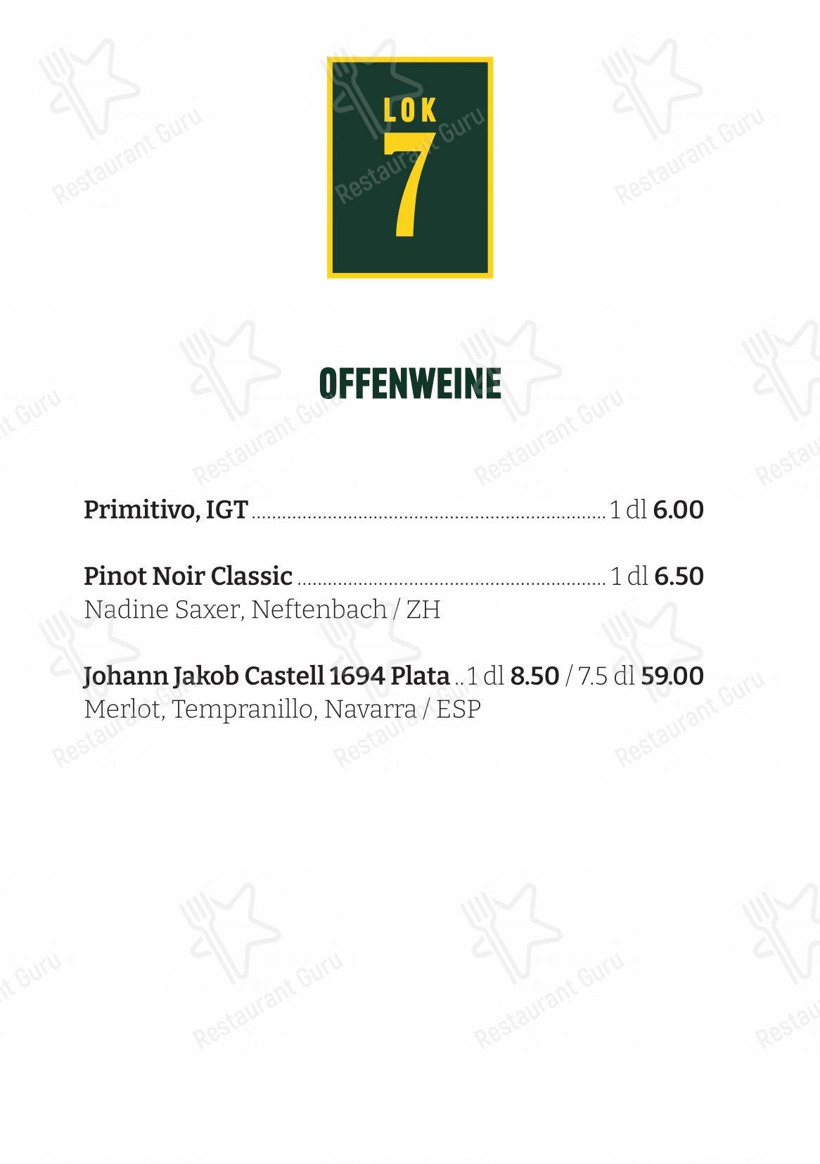 Restaurant Lok 7 in Arth - Menu bar