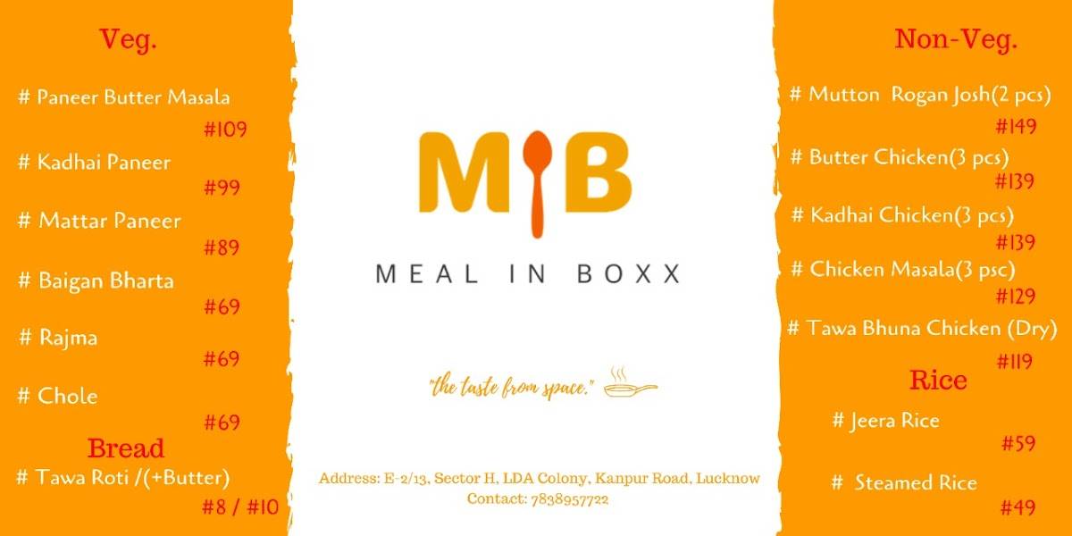 M.I.B (meal in boxx) menu