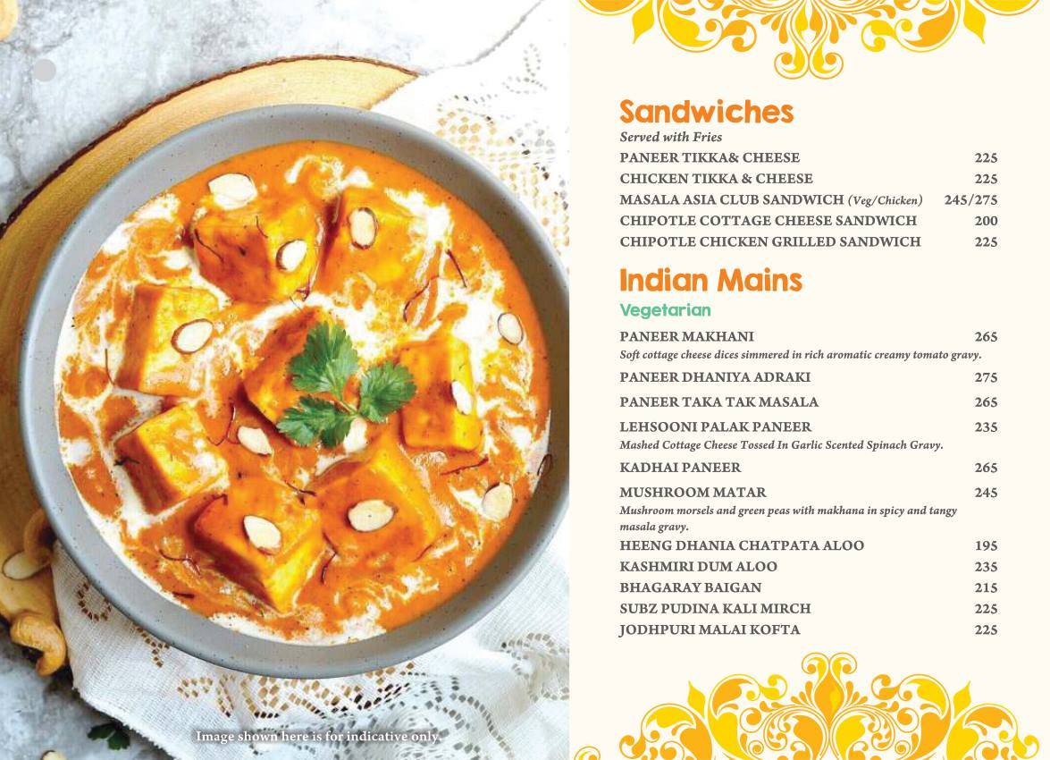 MASALA ASIA menu